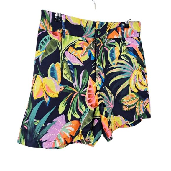 SHEIN Womens Tropical Print High Rise Shorts, Size Medium - Picture 4 of 8
